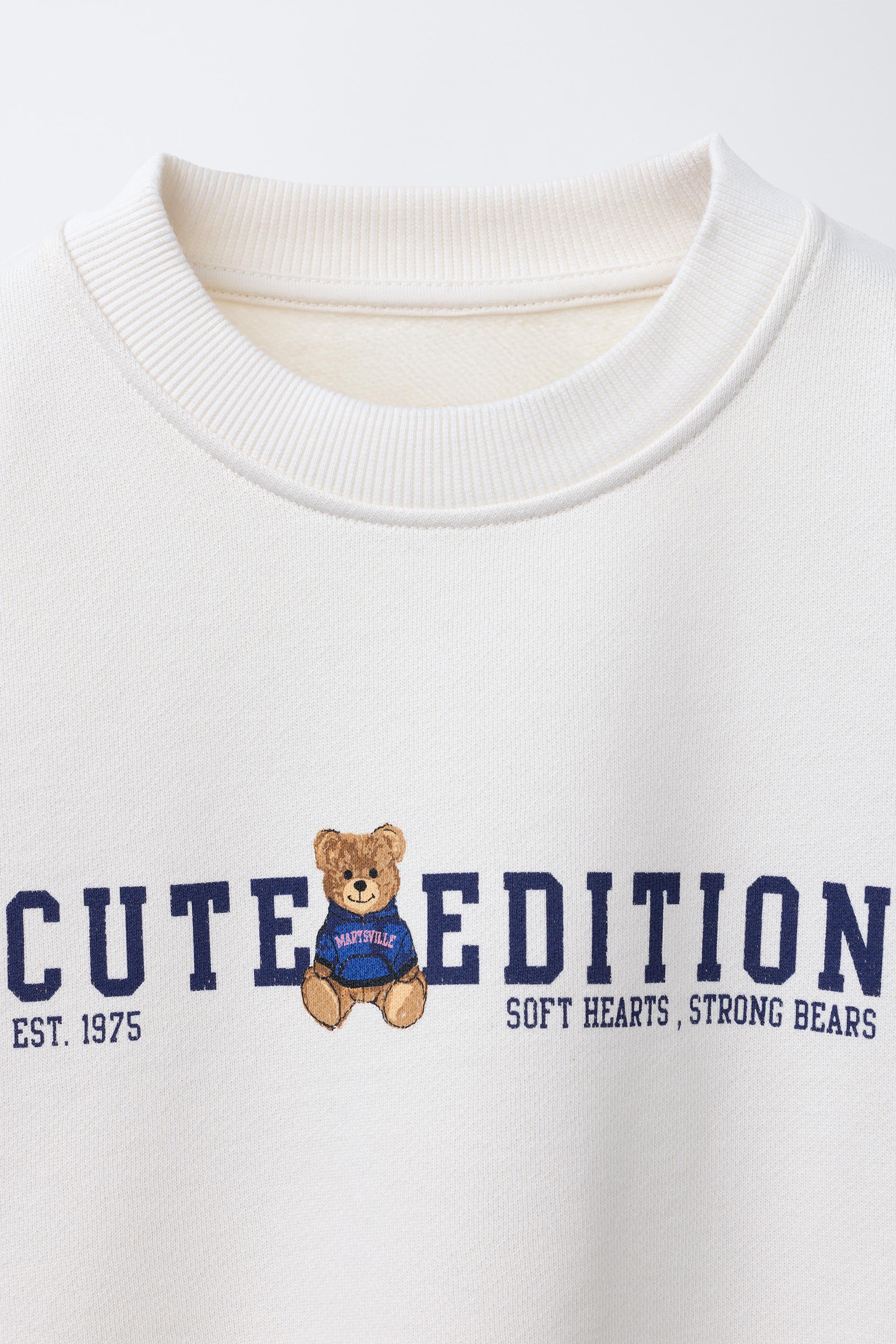 SWEAT IMPRIMÉ INSCRIPTION ET OURSON